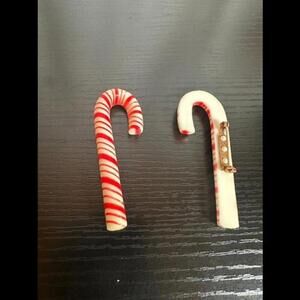 Vintage Candy Cane Pins - Festive Holiday Accessories (Set of 2)